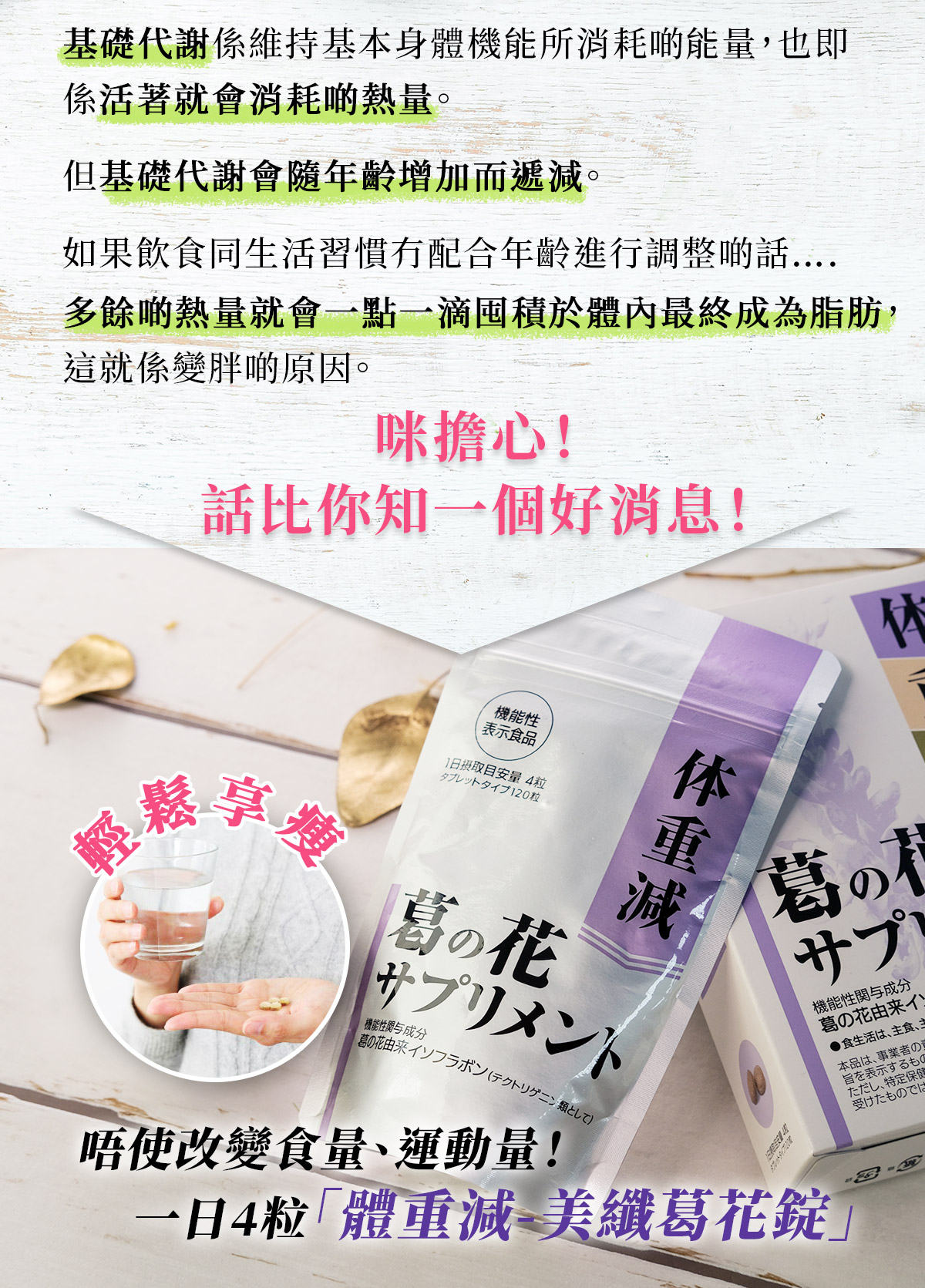 體重減 美纖葛花錠 日本話題減肥產品 不節食也能輕鬆擁有s曲線